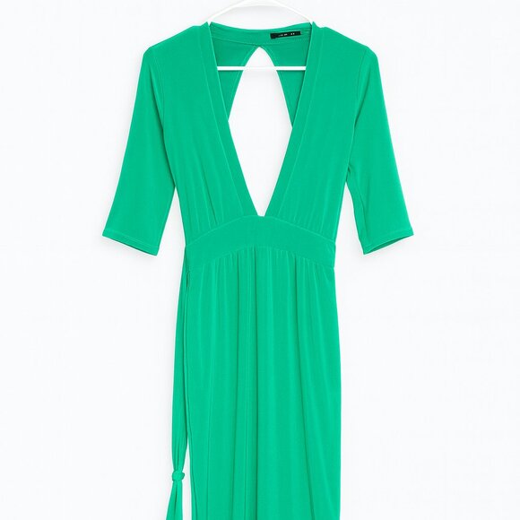 Club L Emerald Green Cut-Out Midi Dress – Size (S) Backless, Bodycon, Plunge - Picture 2 of 5